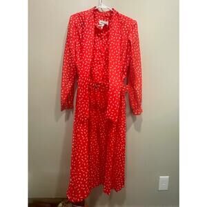 Vintage Henry Lee Red White Bow Tie Dress Mid-Length Women's Sz 12